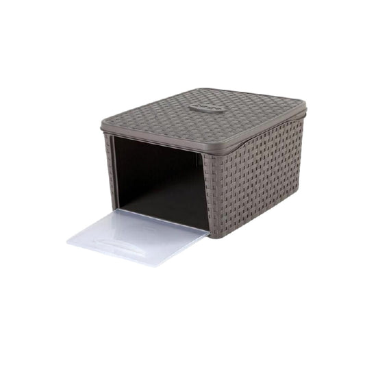 Boîte de rangement avec tiroir pour la maison en plastique tressé - 30 x 22 x 15