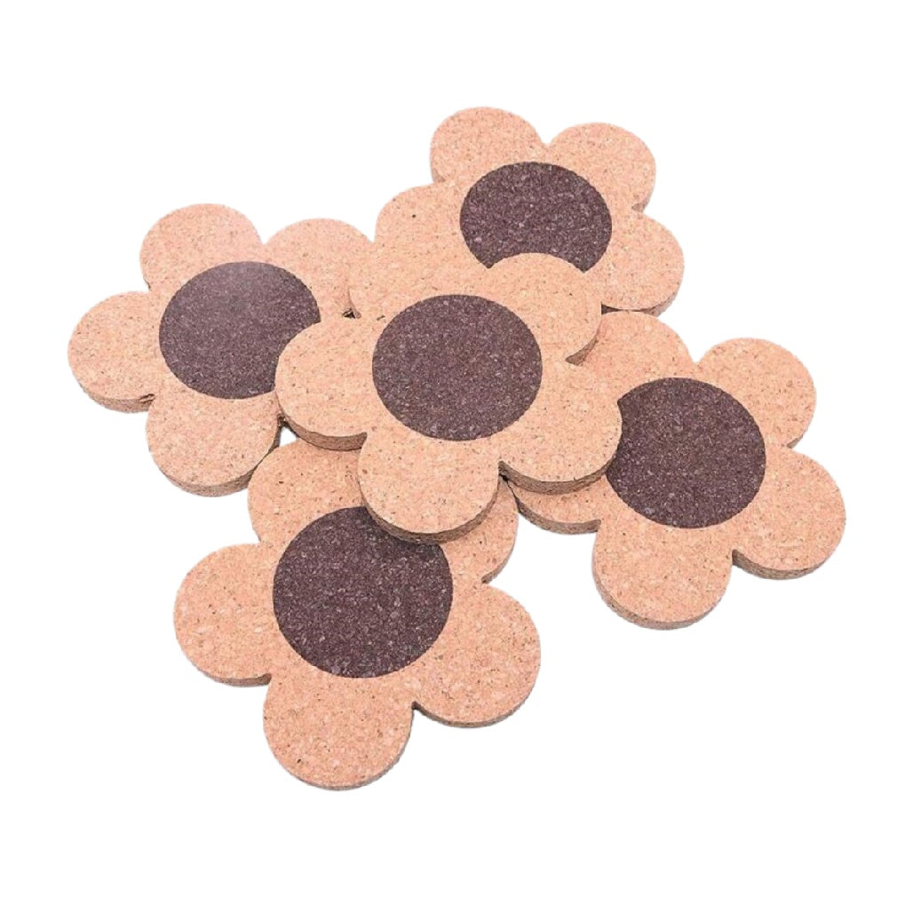 Sous-verres en liège en forme de fleur pour protéger les surfaces - 10 x 10 x 1